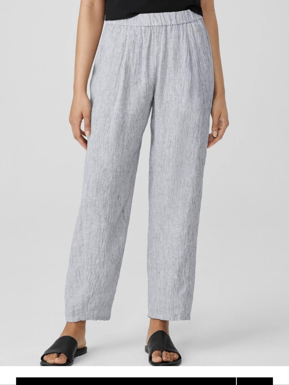 Eileen Fisher Striped Organic Linen Crinkle Lantern PantEasy Fit Ankle Length